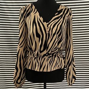 Sanctuary- Tiger Print Long Sleeve Button Up Blouse